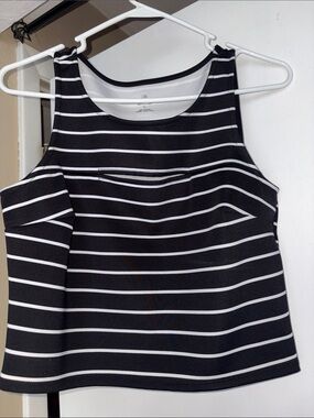 Decree Black and White Striped Scoop Neck Tank